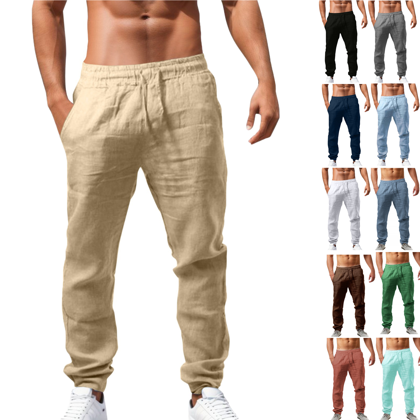 Amazon.com: ZHUER Mens Linen Pants 2025 Summer Lightweight Yoga